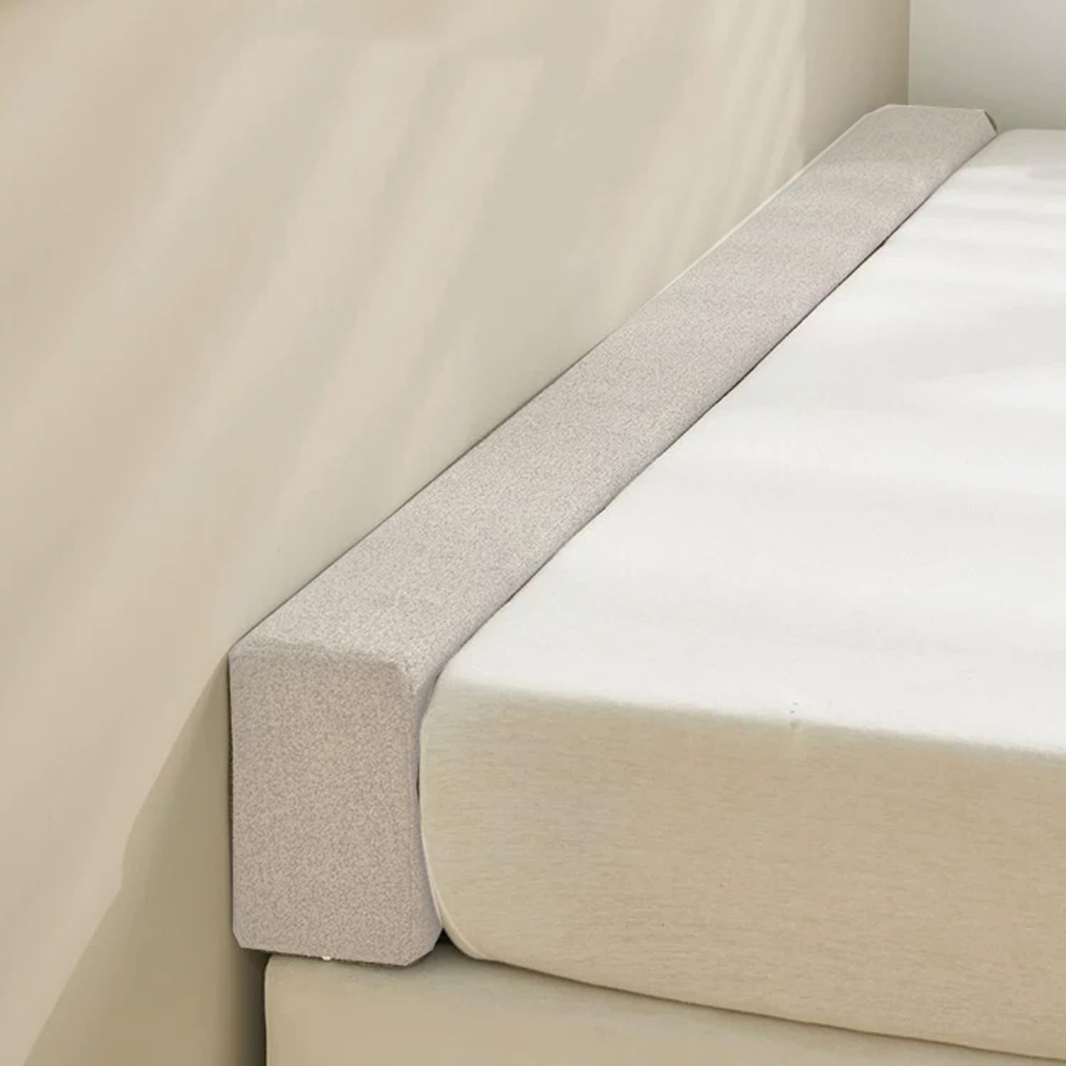 Soft Bed Wall Gap Filler, Custom Size Headboard Mattress Filler, Close the Gap, Washable Bed Bridge Bed Wedge for Single/Double/King Bed (Off-white)
