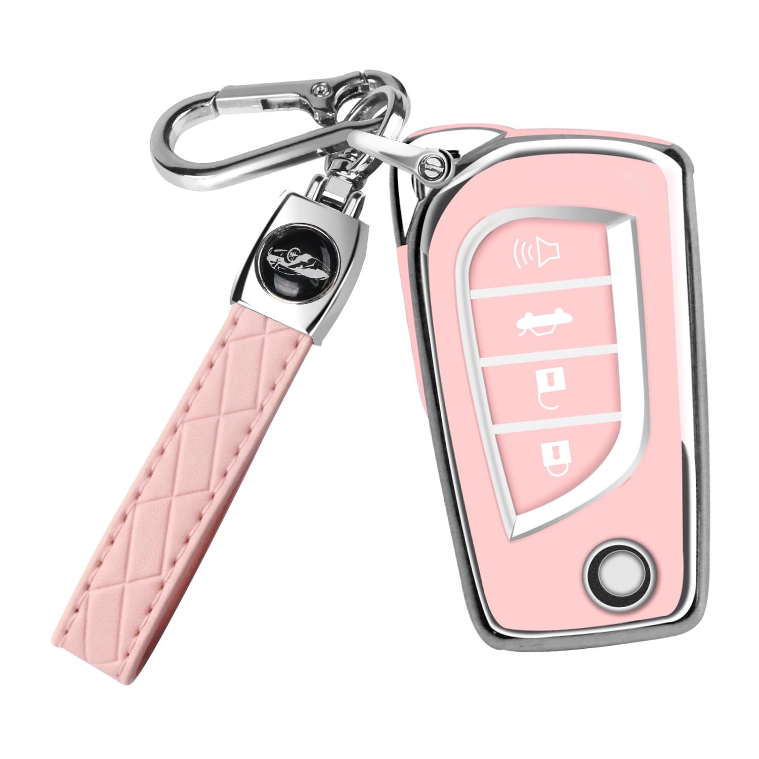 QBUC for Toyota Flip Key Fob Cover Soft TPU Key Case Cover with Keychain for Fortuner Tundra Camry RAV4 Challenger Key Shell