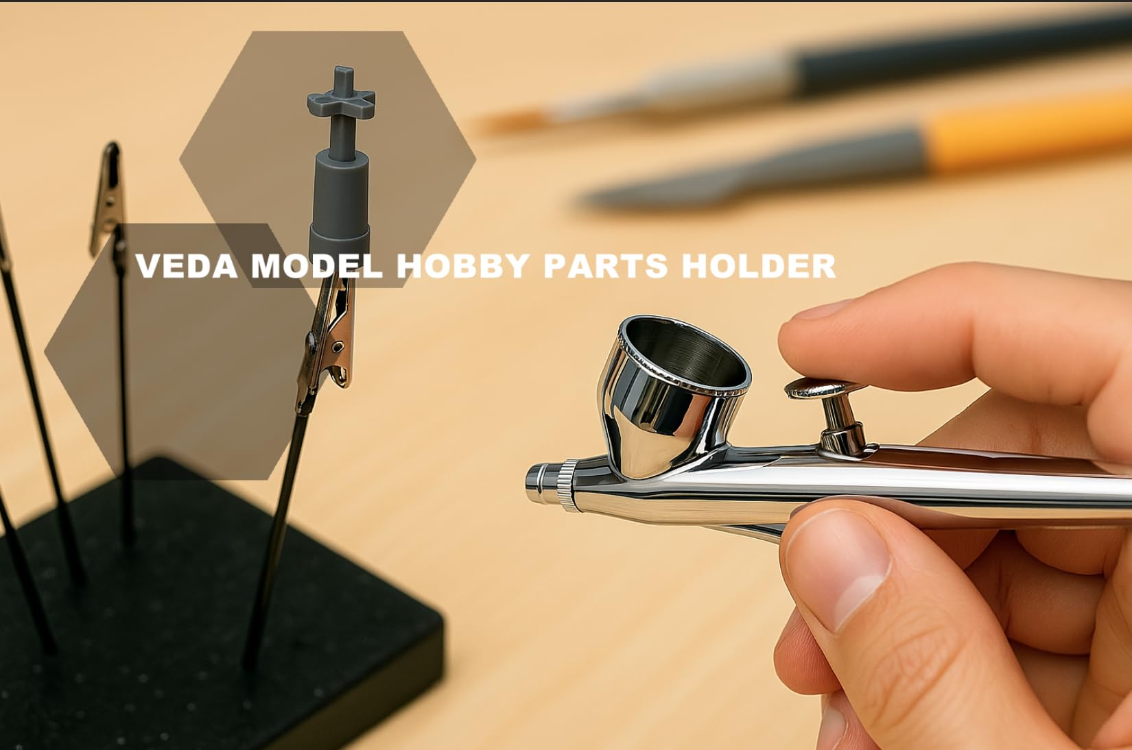 Model Airbrush Holder Stand - Spray Gun Bracket With Clamps For Painting Miniatures - View #6