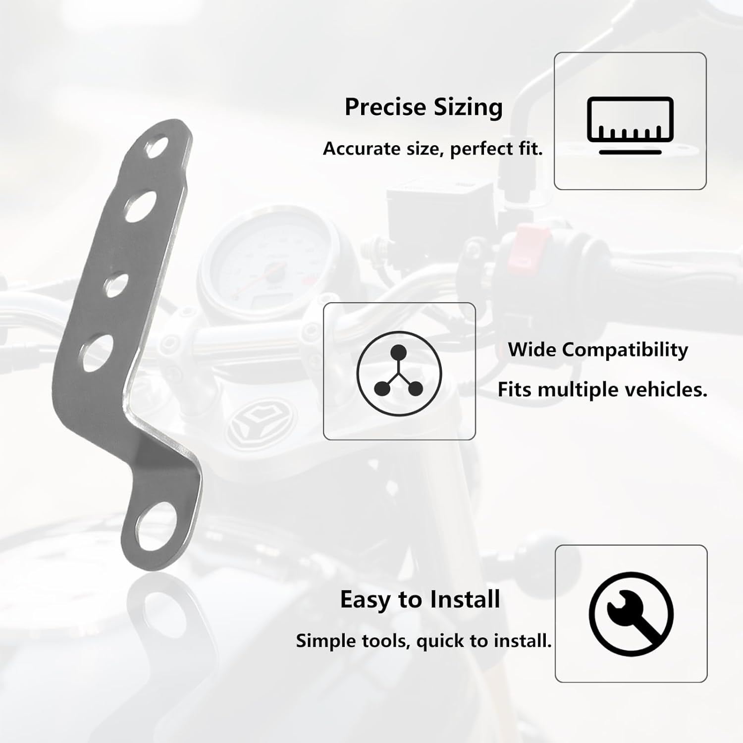 Extension Motorcycle Headlight Bracket Silver, Z Shape Adjustable Stainless Steel Rear View Mirror Light Bar Mounting Brackets, Universal Fit for Most Bikes (2PCS)