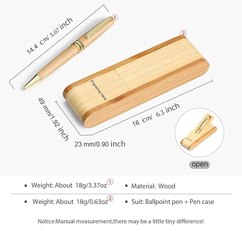 Miniatura 5 de Juego de bolígrafos personalizados, caja de regalo, bolígrafos grabados personalizados con nombre, bolígrafos de madera, bolígrafos negros para