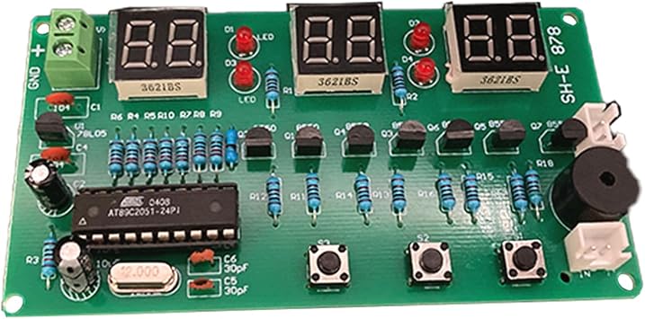 DIY Kits DC5V-12V AT89C2051 Clock 6 Bits Digital Tube LED Display Suite Electronic Modules Part Soldering Learning Board Digital Clock Kits PCBacrylic Clock Enclosures 89C2051 Digital Clock Kits Parts