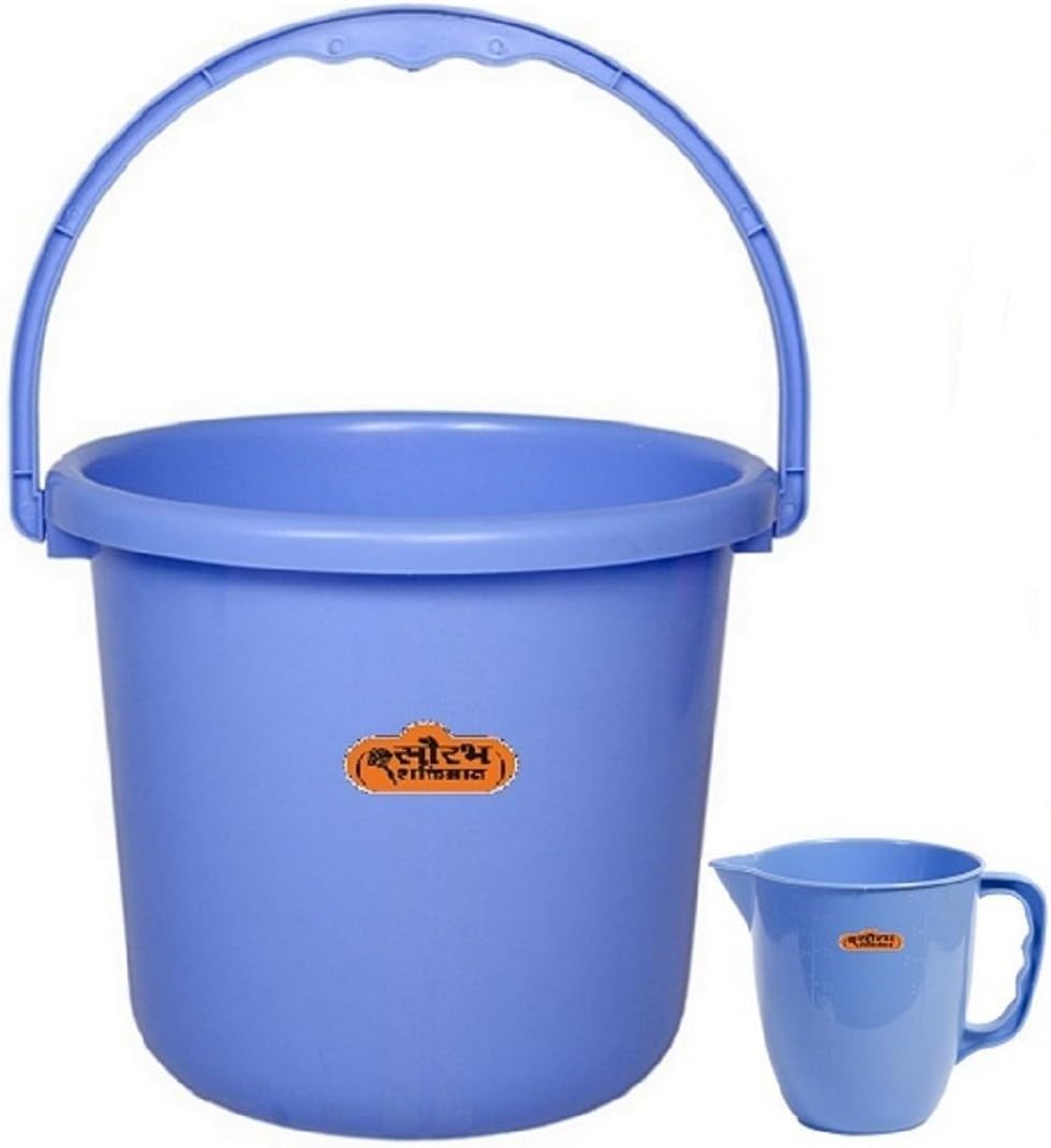 Plastic Unbreakable 18 L Bucket and 1 L Mug Combo (Blue)