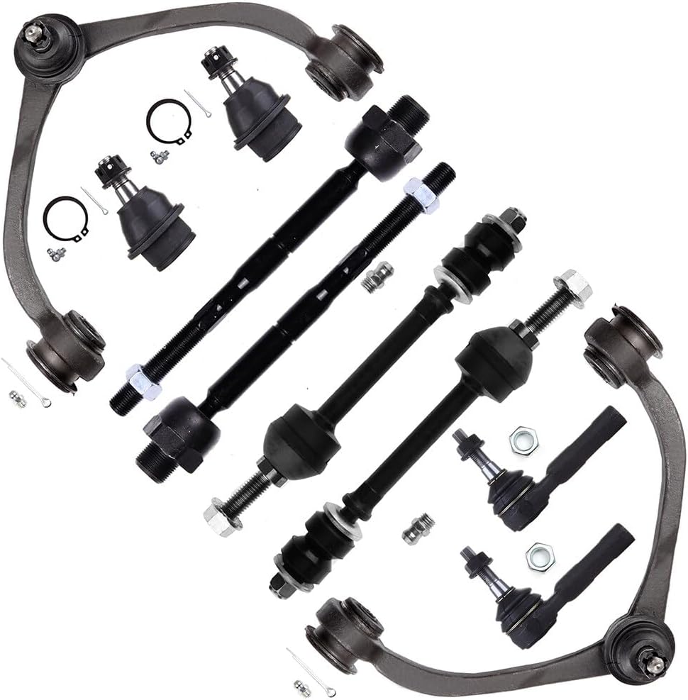 SCITOO 10pcs Suspension Kit Fit 2005-2010 For Dodge Dakota 2006-2009 For Mitsubishi Raider - Upper Control Arm, Lower Ball Joint, Sway Bar Link, Outer Inner Tie Rod End