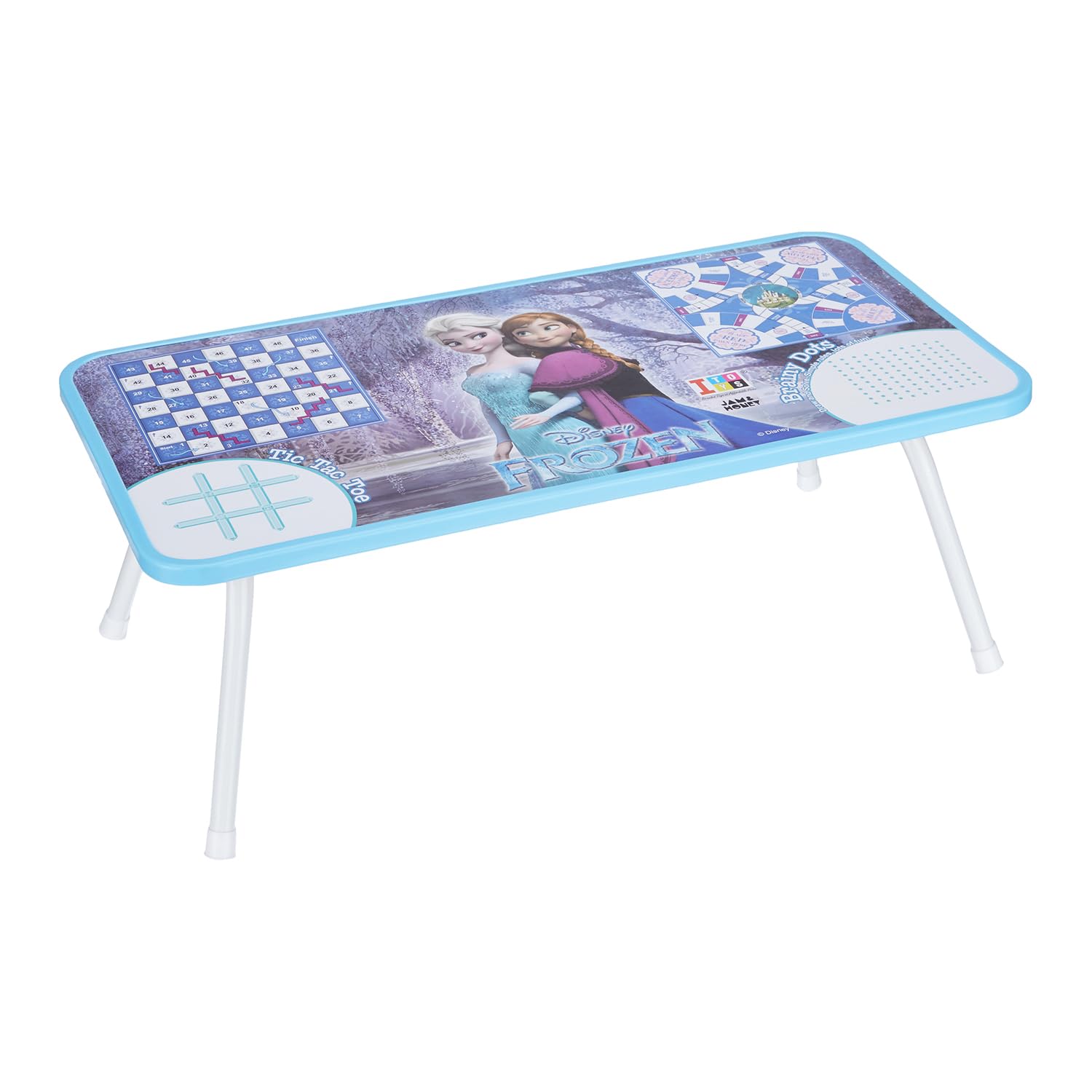 Amazon Brand - Jam & Honey Frozen Foldable Ludo Table for Kids 4+ Years, Multi Game Desk with Dice & Pawns, Ergonomic Study & Play Surface, Indoor Game, BIS Certified Safe
