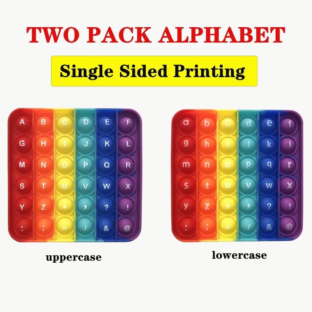 Alphabet Popper Fidggety Toy, Stress Relief Sensory Popping Game, Preschool Montessori Uppercase Lowercase Matching Game, ABC Letter Learning Educational Block (2 pcs Uppercase+Lowercase)
