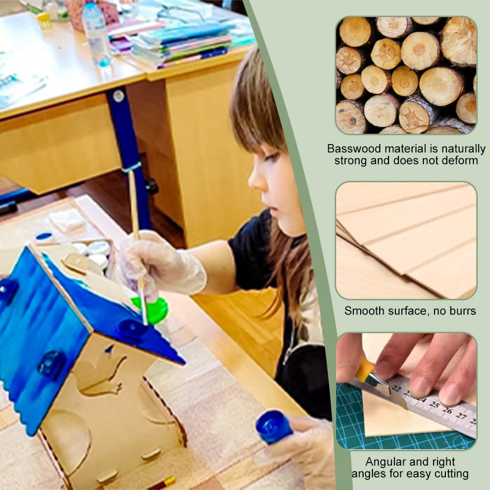 HEKOBAG 15 Placas de Madera Contrachapada para Manualidades, Tablero de Balsa, Pintura