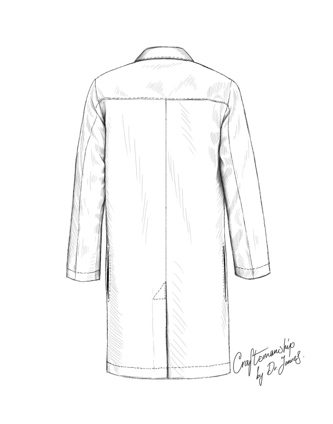 Dr. James Bata de laboratorio Premium Unisex para Hombres y Mujeres, con bolsillos para teléfono y tableta, ajuste clásico, cierre a presión oculto