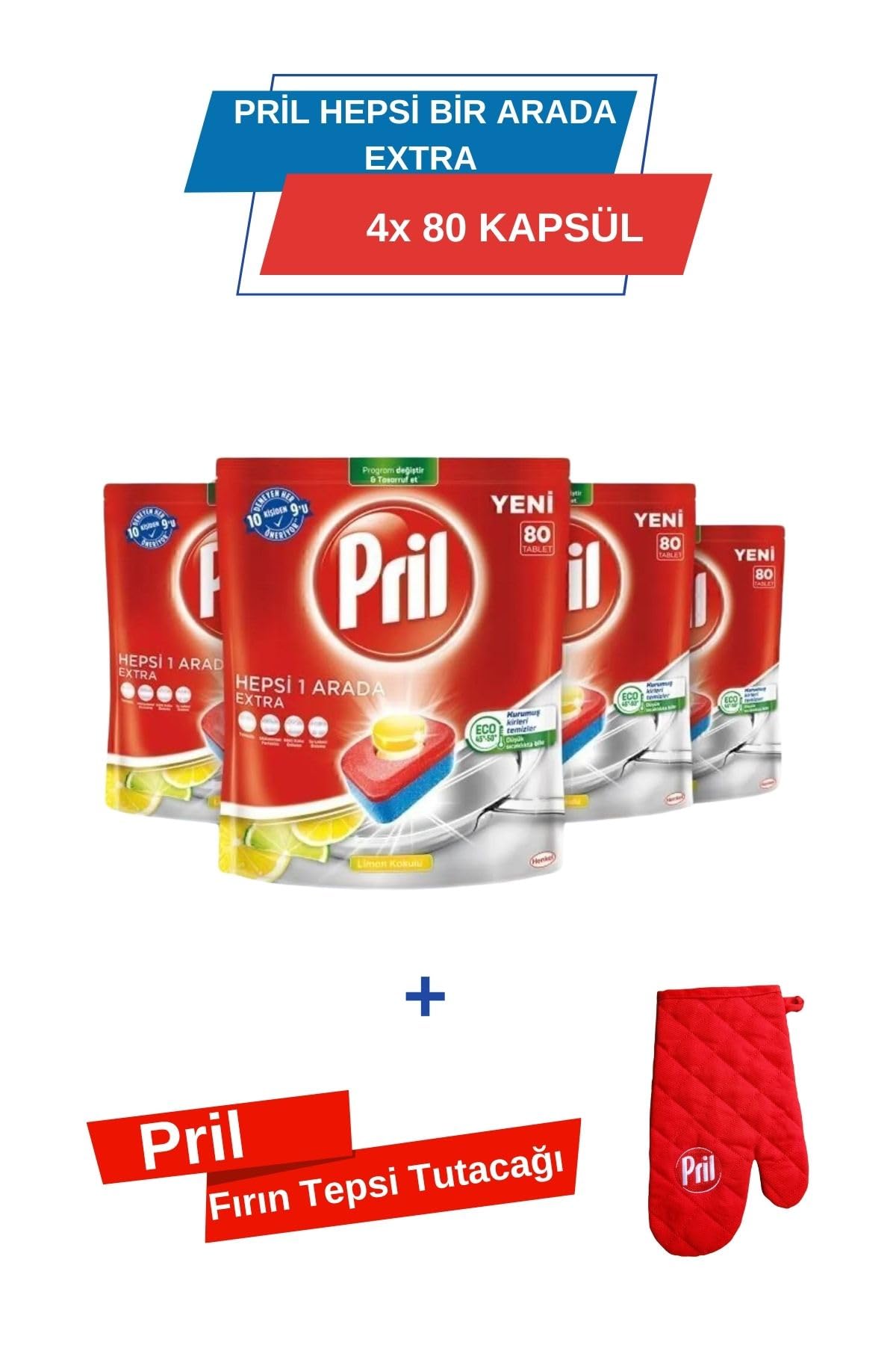 Pril Hepsi Bir Arada Extra 320 Yıkama Bulaşık Tableti (4X80…