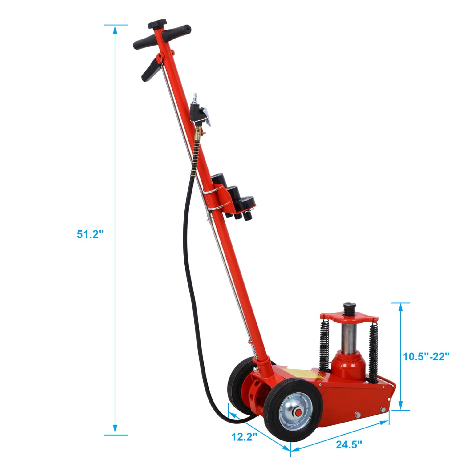 ZenithX 35 Ton Hydraulic Floor Jack Air-Operated Axle Bottle Jack with (4) Extension Saddle Set Built-in Wheels, Red