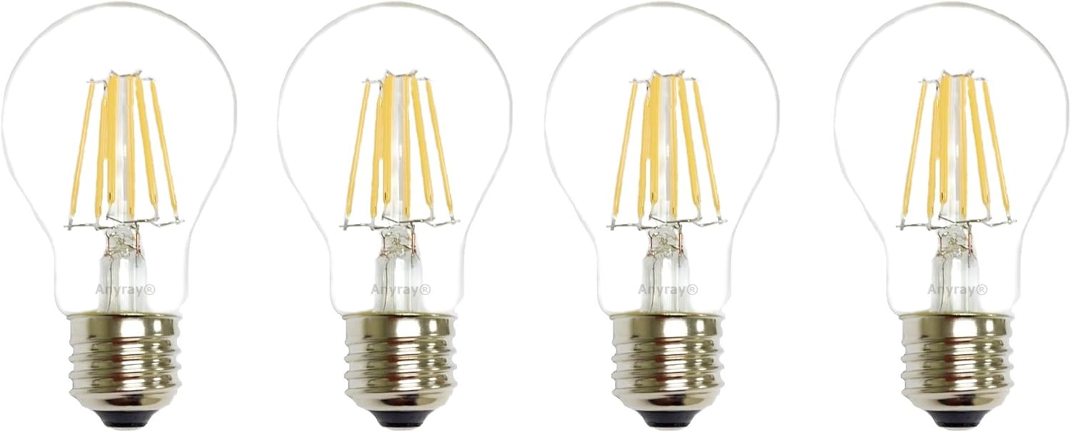 Anyray (10-Bulbs) A19 40W Equivalent, LED Light Bulb, Clear, E26, Vintage Edison Style, Warm White 40-Watts