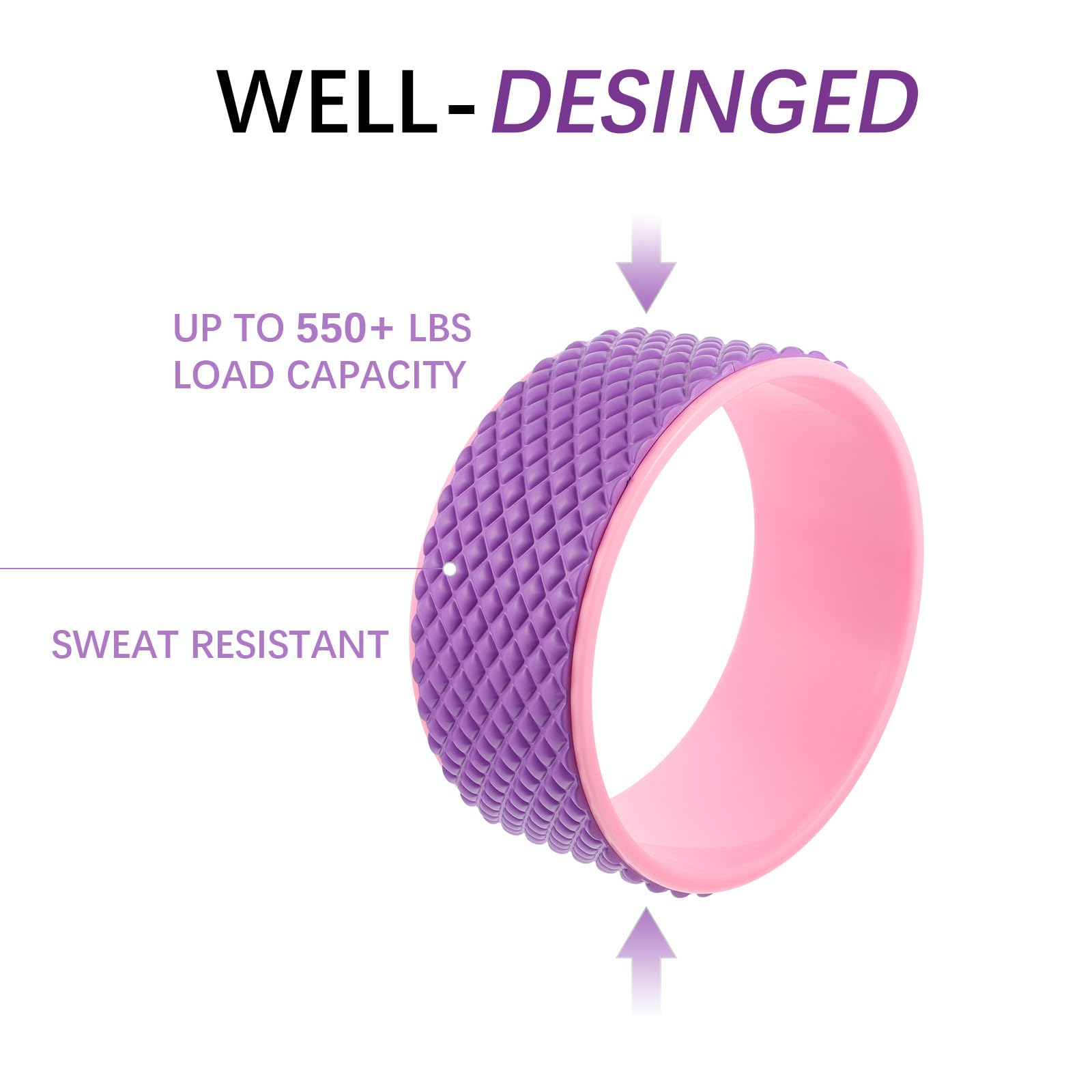 SHERCHPRY Yoga Rad Sportmassagerad für Rückbeugen Pilates Rolle aus Langlebigem Material 3D Massage Roller für Anfänger Yoga Zubehör für Mehr Flexibilität und Muskelaufbau