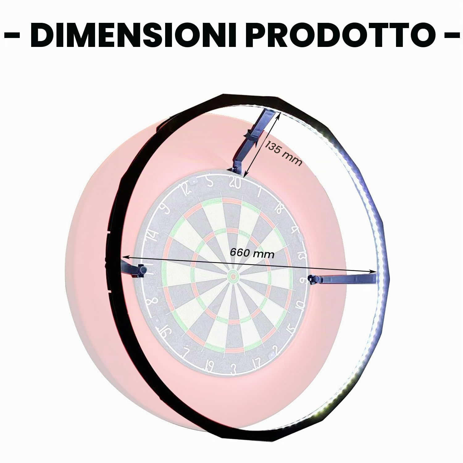 Luce a LED per Bersaglio，Lampada per Freccette,Sistema di Illuminazione a LED per Bersaglio per Freccette in Acciaio, si Adatta in Modo Sicuro a Tutte le Freccette, Facile da Installare