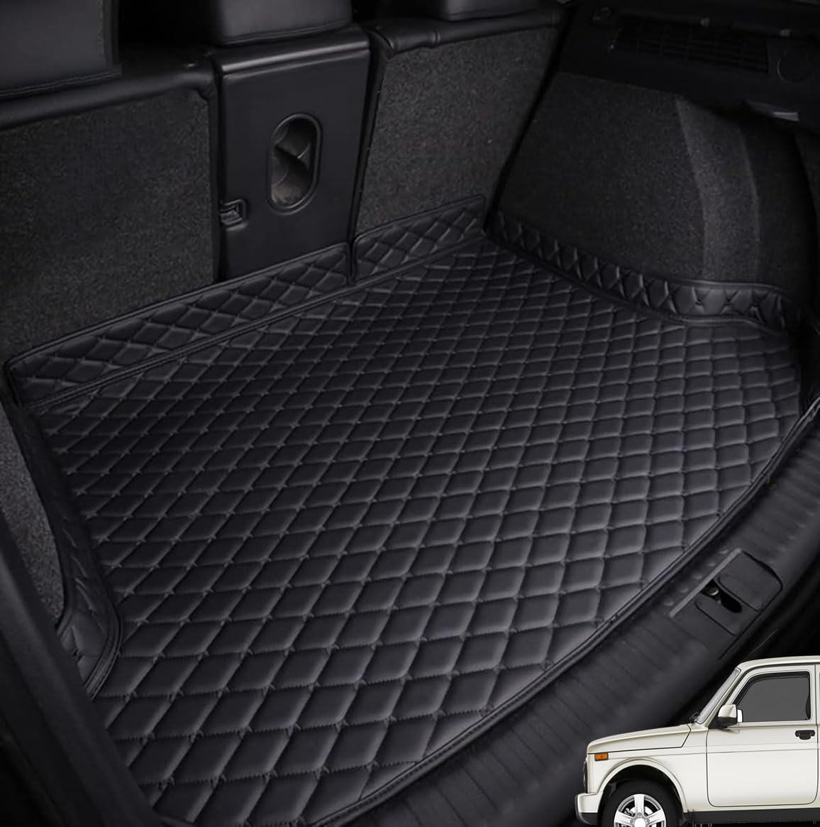 Vaatye A/Black Vtye Cr Lether Boot Mts For Hyundi Kon I (Fcelift 2020) 2020-2023,Uto Ll Wether Wterproof Trunk Mt Nti-Scrtch Protector Pd Boot Cover Ccessories,