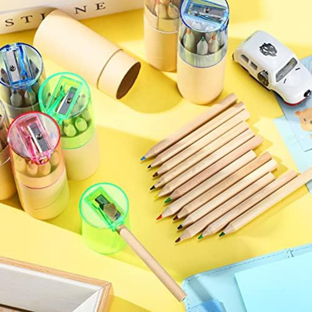 40Er-Pack Mini-Buntstifte mit Spitzer, Tragbare Buntstifte, 12 Zeichen-Buntstifte zum Zeichnen Von Kindern und Erwachsenen