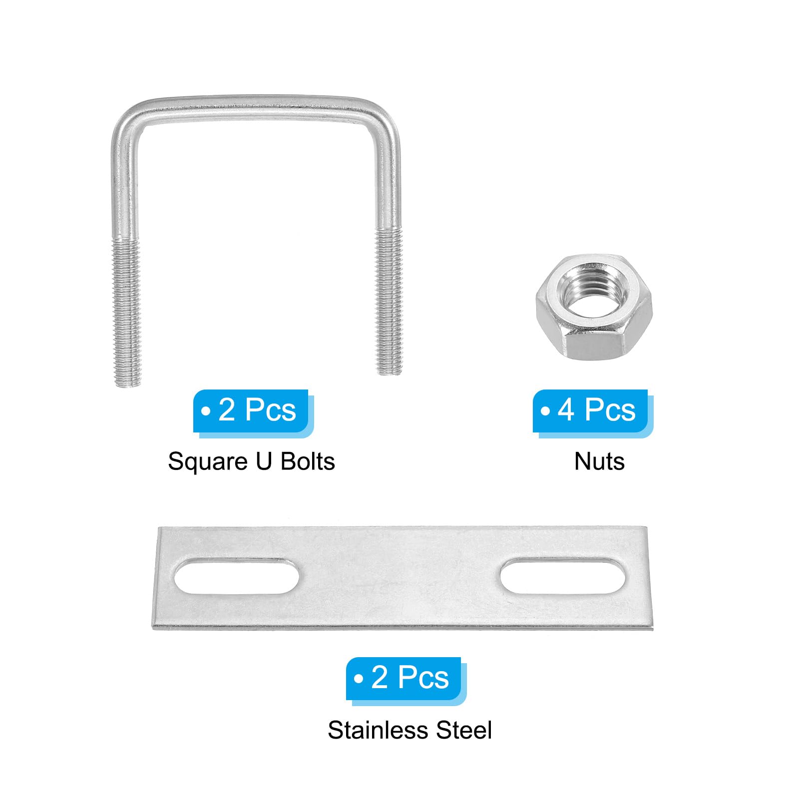 PATIKIL M8x60x60mm Square U-Bolts Kit - Image 3