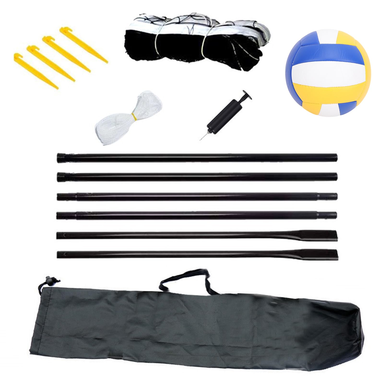Vielseitiges Beachvolleyball-Set mit Tragbarem Design und Geräumiger Netzgröße, Geeignet für Sand- und Grasflächen, Komplettset