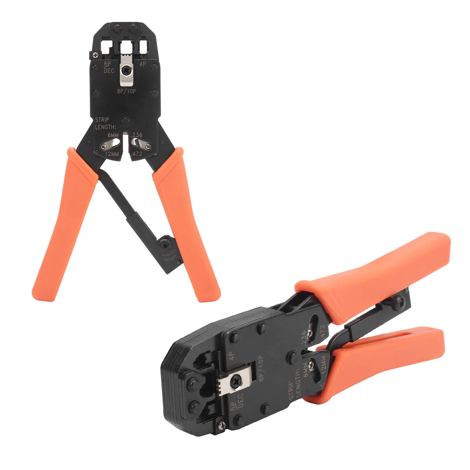 Pinza per crimpare in acciaio ad alto tenore di carbonio, strumento manuale per la crimpatura dei cavi, con design ergonomico a cricchetto e porte 8P/6P/4P per connettori di