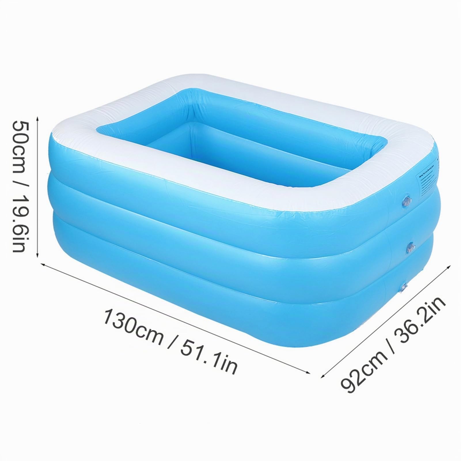 Piscina gonfiabile per bambini, grande piscina quadrata per il gioco in casa, vasca da bagno gonfiabile in PVC extra spesso con camere d’aria indipendenti, piscina e (Blu)