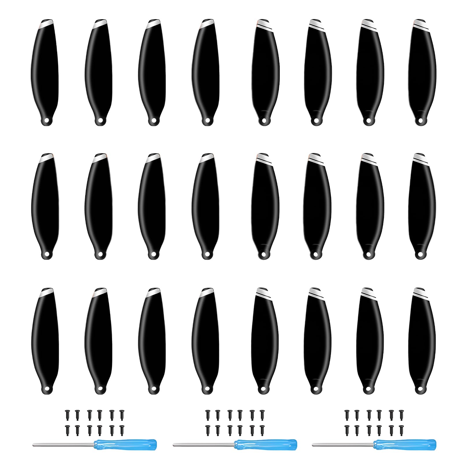 Tosiicop Propeller for DJI Mini 4K, 2, SE - 24pcs Replacement 4726FM Prop Blade Low Noise Wing Mavic Mini Series Drone Accessories with Screws & Screwdrivers Silver