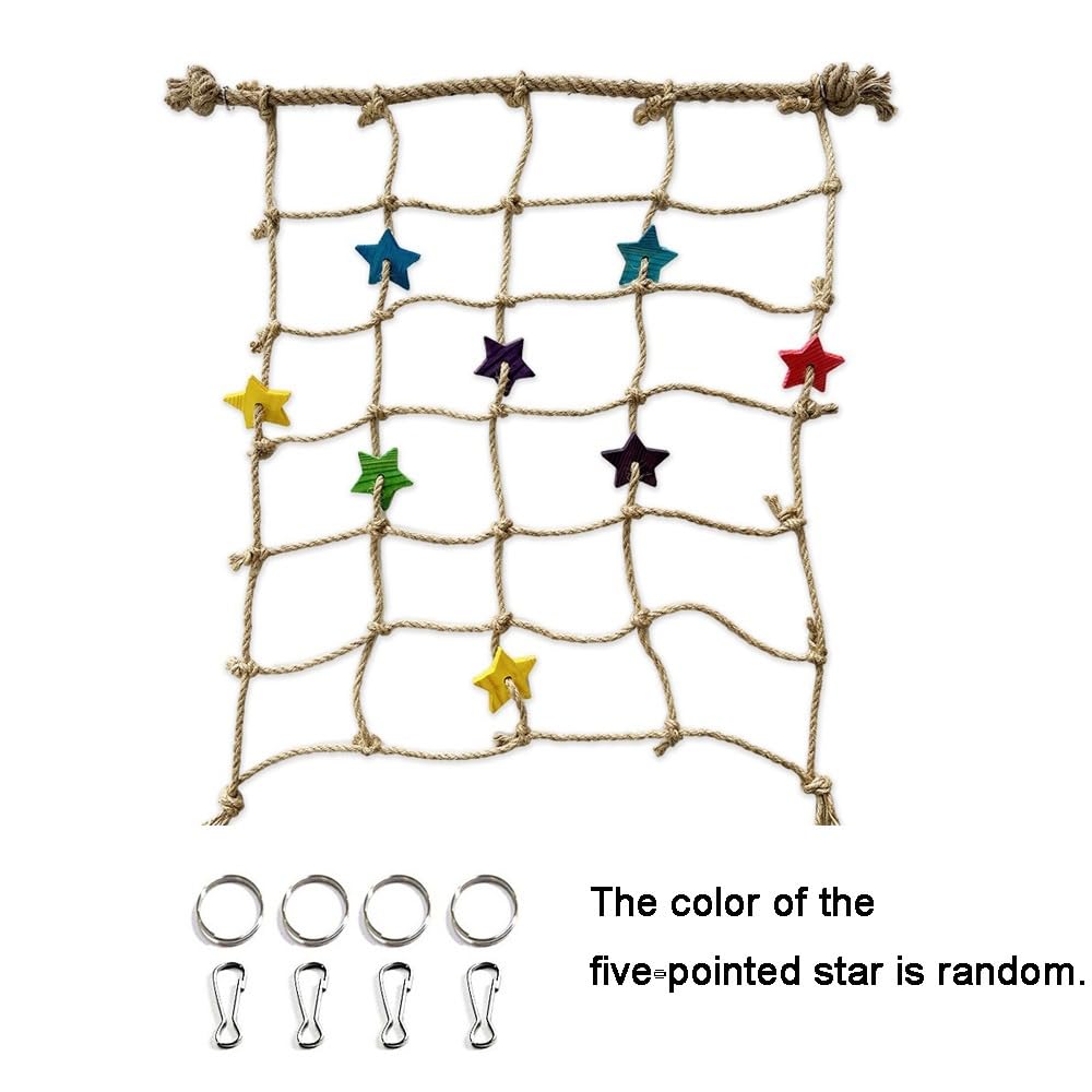 Rete da arrampicata per pappagalli, accessori per gabbia, scala in corda per piccoli animali, rete da arrampicata per pappagalli appesi, mordere con gancio