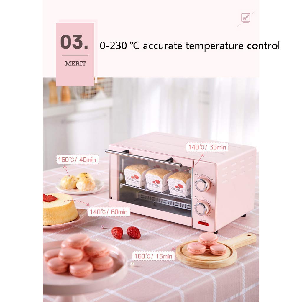 Mini Forno Elettrico Multifunzione per Uso Domestico 1000W 11L Temperatura controllabile 100-230 ℃ e 60 Minuti Scatola per Cottura del Pane Porta in Vetro temperato con Accessori (Verde)