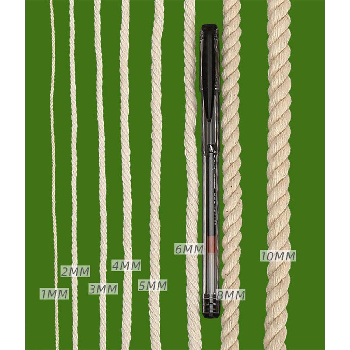 Makramee-Kordel 1 mm-10 mm, gedrehtes Kordelseil für handgefertigte Wandbehänge, Bastelarbeiten und Strickprojekte