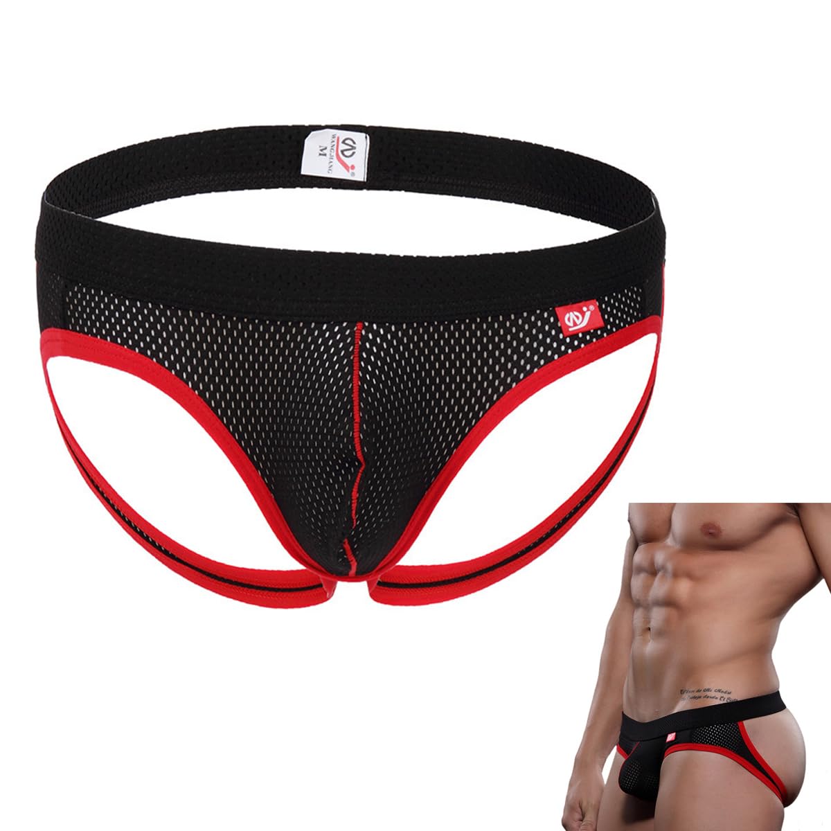 Men's Jockstrap, Sexy Low Rise Sports Briefs for Men, Breathable Workout Jock Straps with Leg Strap, Mesh Athletic Supporters Underwear for Men, Stretch Soft Men's Daily Thong Underwear