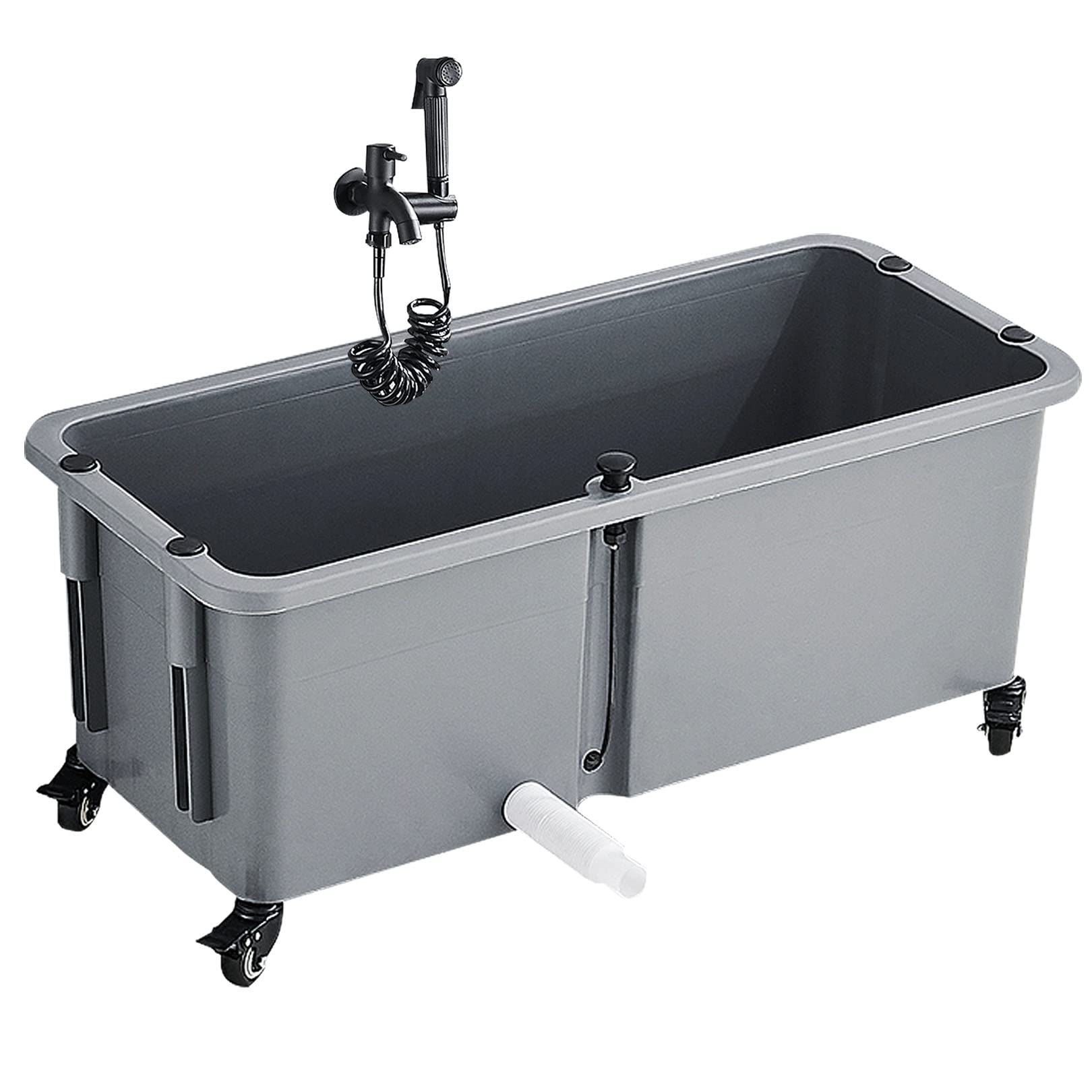 ASerZenith Multipurpose Utility Sink Floor Mount Mop Sink With Faucet And Drain Pipe, Laundry Tub For Courtyards, Bathroom, Outdoor,#2