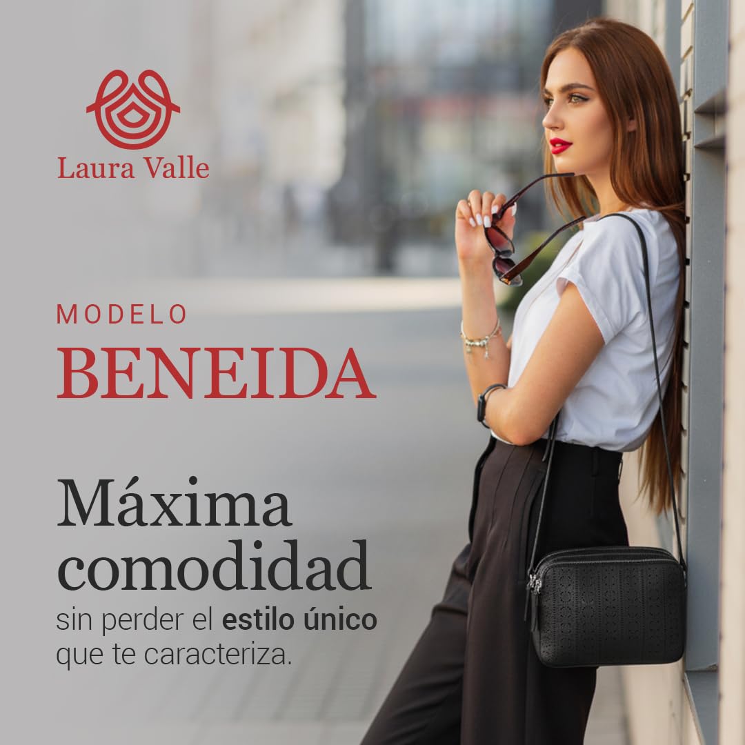 Laura Valle Bandolera Pequeña Mujer Modelo BENEIDA – Bolso Bandolera Mujer De Piel Auténtica Con Diseño Juvenil y Detalles Elegantes Ideal Como Bolso Hombro Para El Día A Día