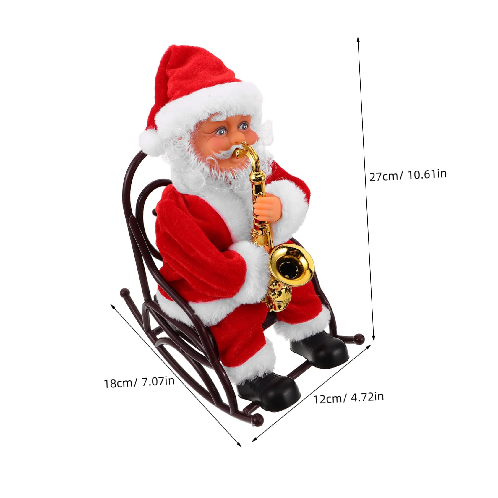 Hemobllo Juguete de Papá Noel Eléctrico con Música y Instrumento Figura Decorativa para Fiestas de Navidad Mediano