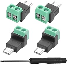 QIANRENON 2 Pin Micro USB Charging Connector Solderless Micro USB Male to 2 Pin Adapter Crimp Adapter 5V 3A MicroUSB 2.0 Solderless Screw Terminal Cannot