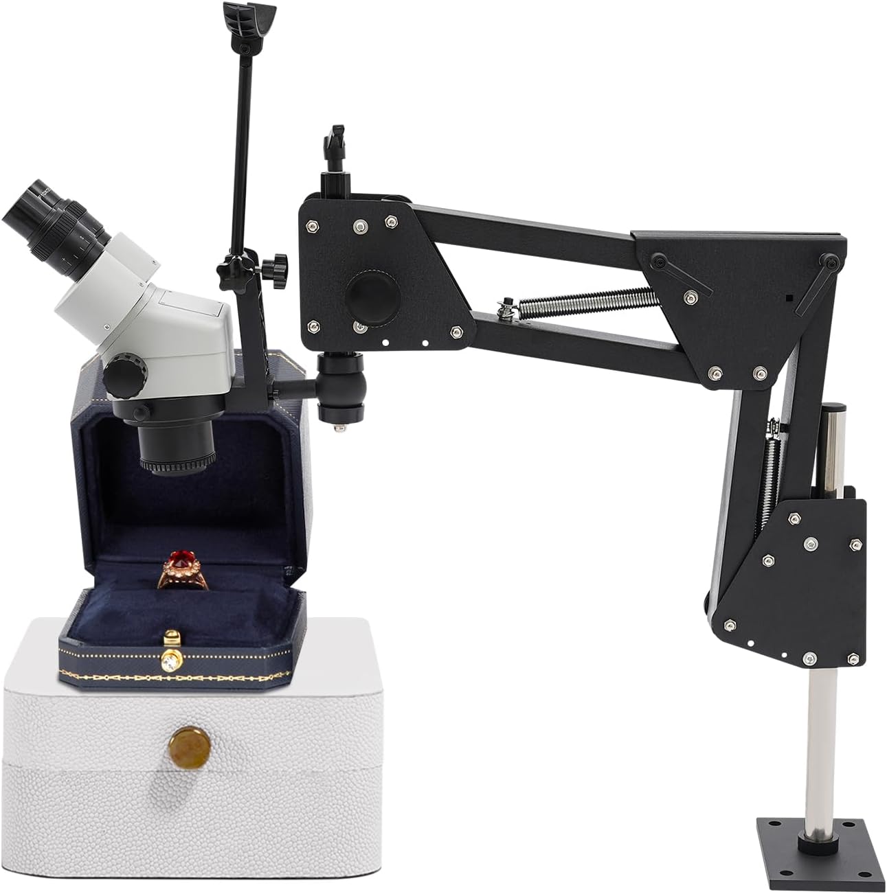 Micro Jewelry Microscope Stand, Jewelry Micro-Setting Machine, Inlaid Mirror Micro with Multi-Directional Spring Stand for Diamond Setting Hand Engraving Jewelry Making