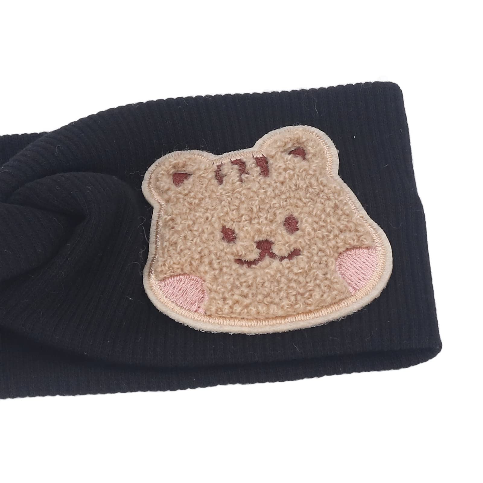 Bandeau élastique pour bébé, Bandeau en Coton Doux et Extensible à Motif Dessin Animé (Noir)