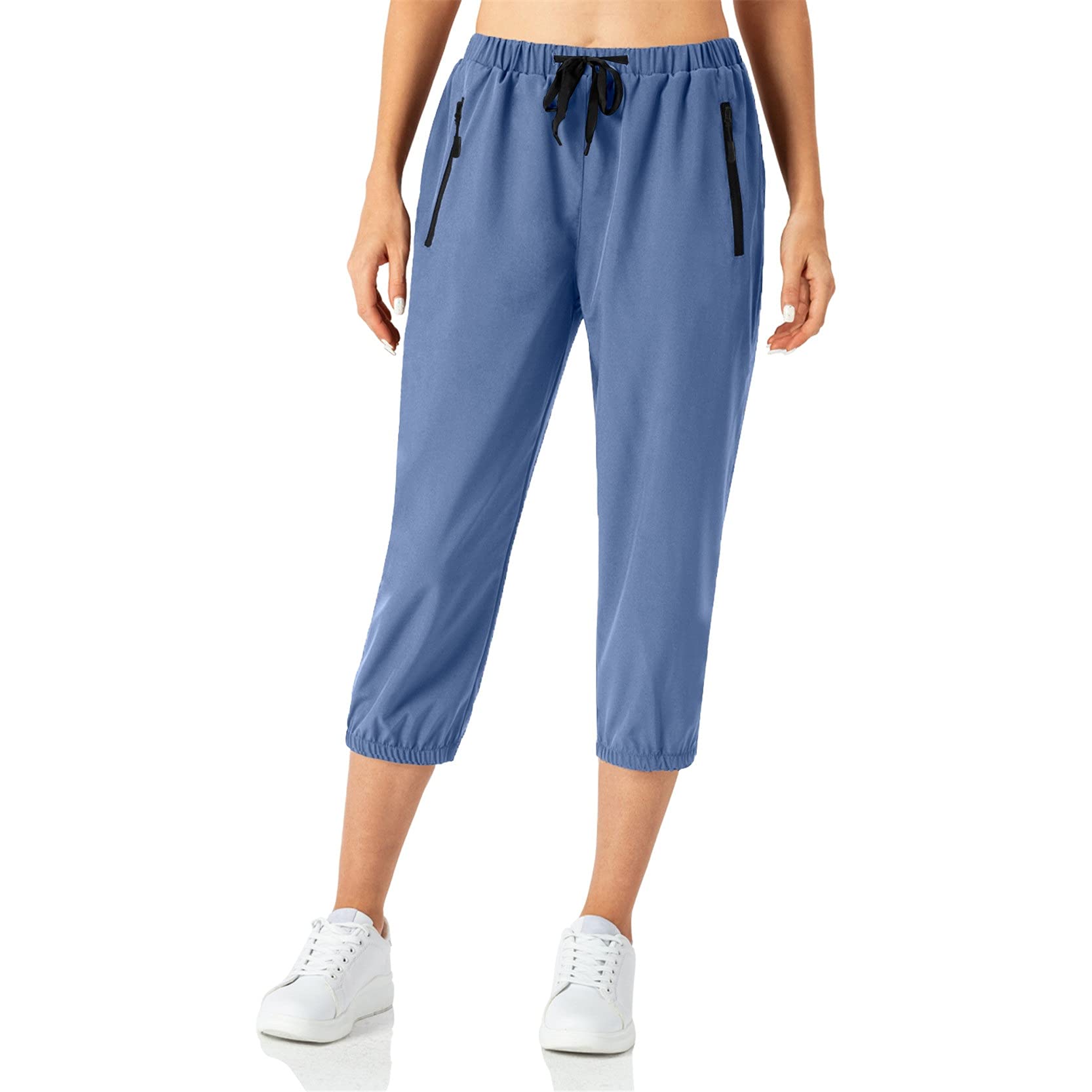 legginsy do uprawiania sportu, na siłownię, Damskie Cropped Yoga Spodnie Lato Baggy Casual 3/4 Długość Sporty Bieganie Spodnie Dress Dress Drawstring Capri Spodnie z kieszeniami rozciągliwe sportowe l