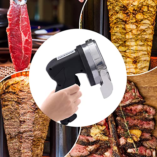 WANLECY Electric Shawarma Doner Slicer, 110V Professional Turkish Kebab Knife Stainless Steel Commercial Gyro Cutter With 2 Blades Adjustable Thickness 0-8 mm