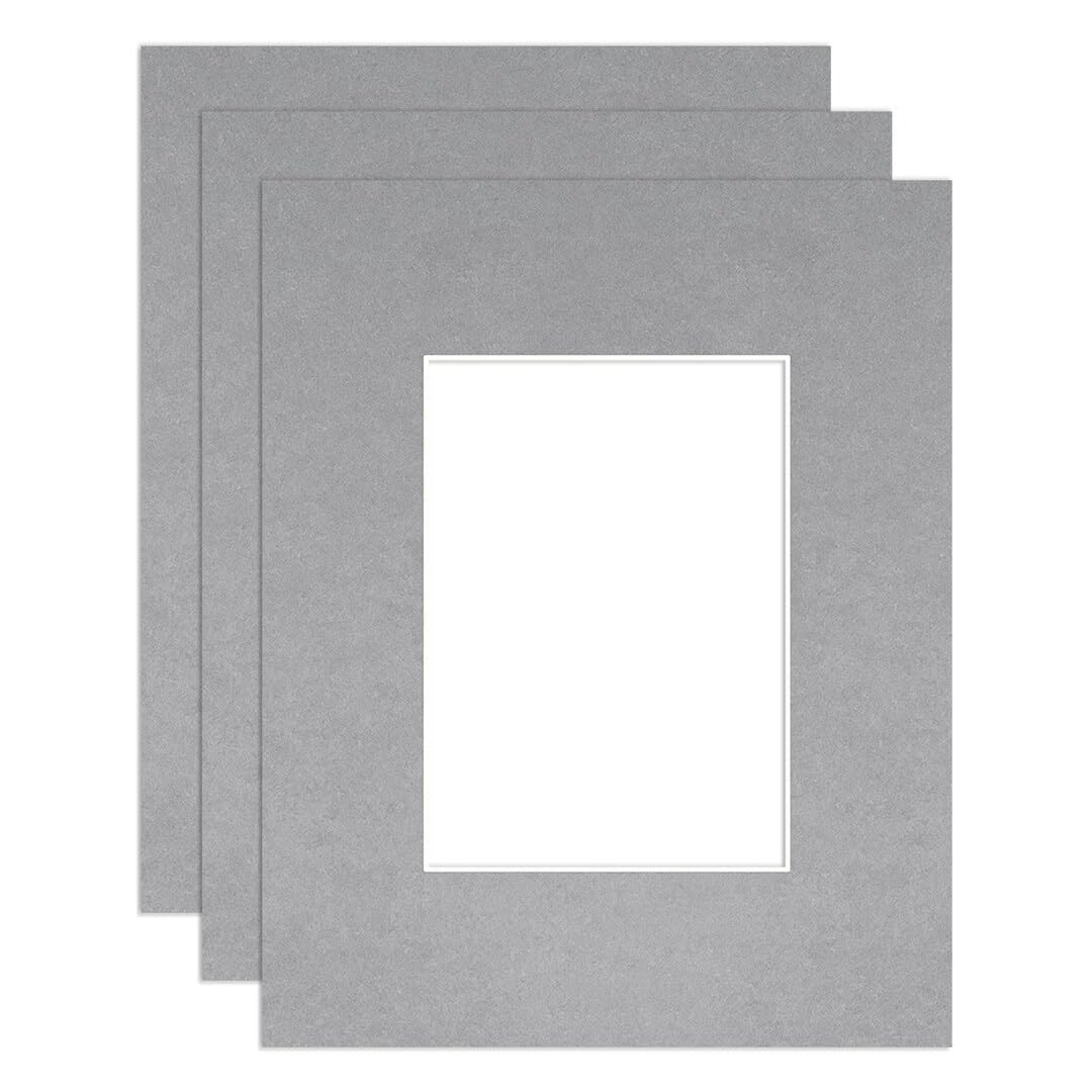 Procut Global 20x16" Silver Picture Mounts to Fit A4 Aperture - Precision Cut Cardboard Photo Mount - Ideal for Frames, Prints, Artwork & Certificates - Sizes & Colours Available - 3 Pack โ image 1