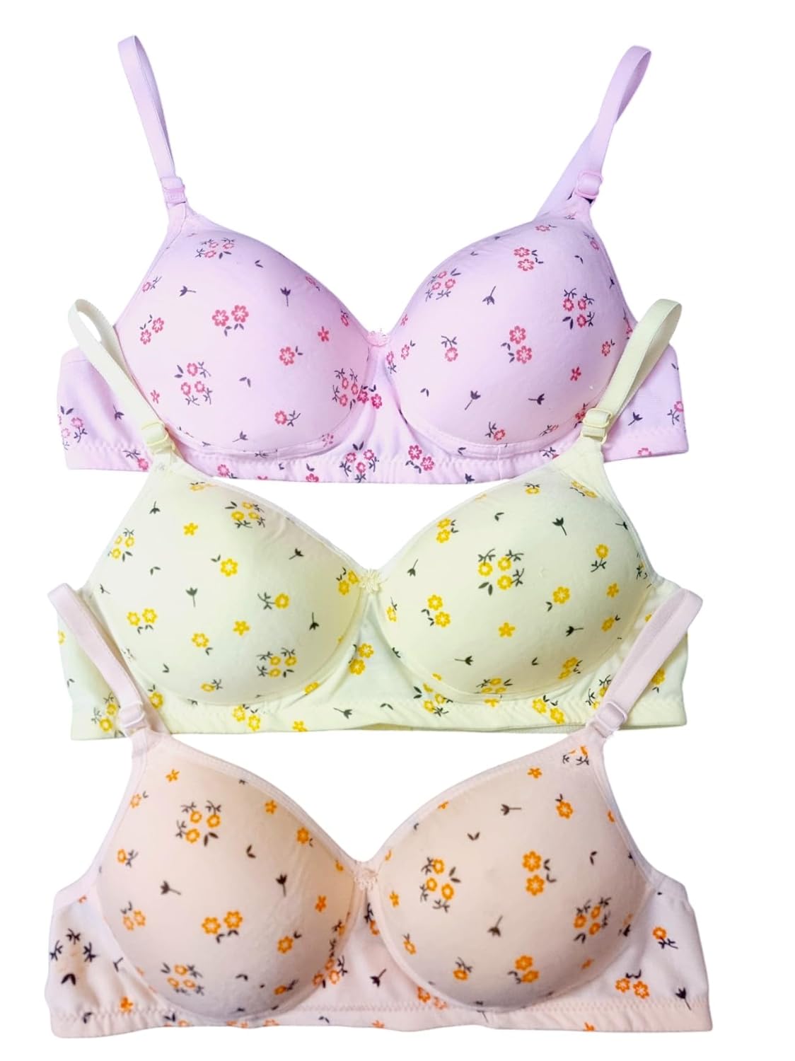 Anamta Pack of 3 Full Coverage Multicolor Light Padded Bra for Women and Girls. Anamta Pack of 3 Full Coverage Multicolor Light Padded Bra for Women and Girls.