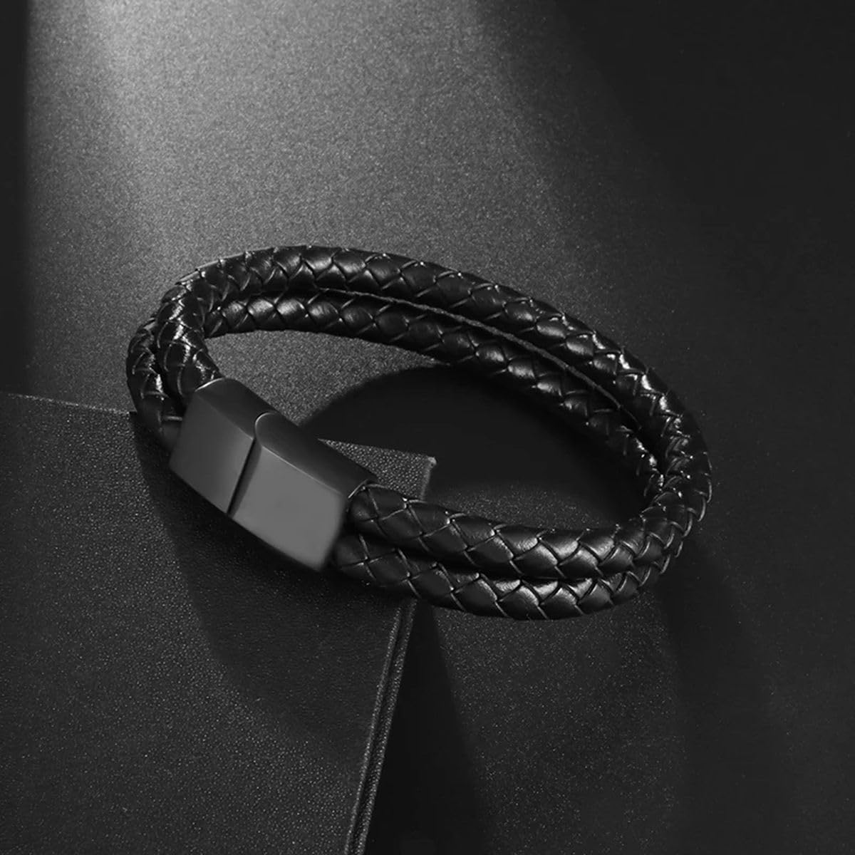 Nueva 2025 clásico Negro de Doble Capa de Cuero para Hombres Steampunk Party Man Pulsera joyería Accesorios de joyería de Regalo Creativa