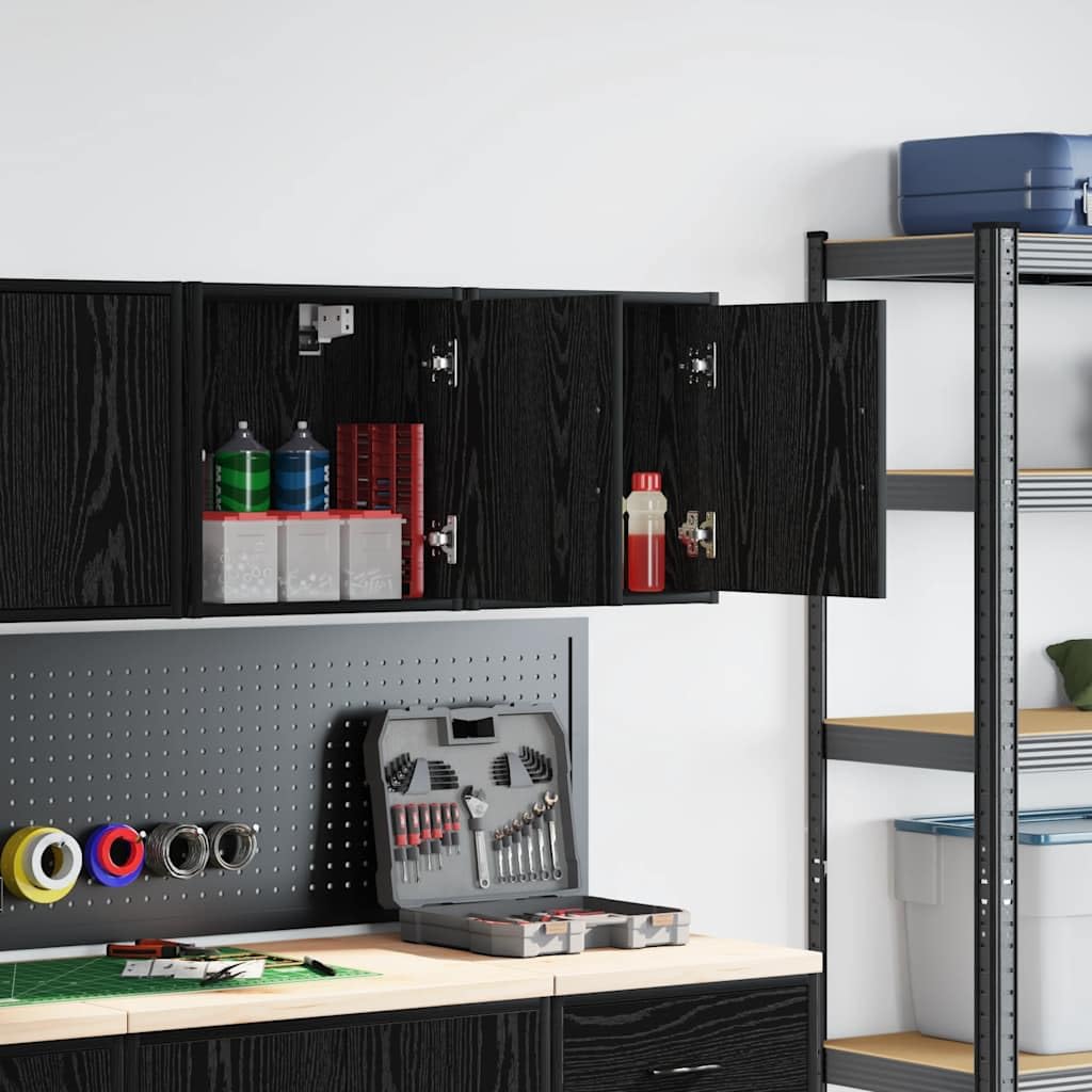 Générique Armoires murales de Garage 2 pcs Noir Bois d'ingénierie,Entreprise & Industrie,Stockage Industriel,Armoires industrielles,Noir,15.55 KG,860628