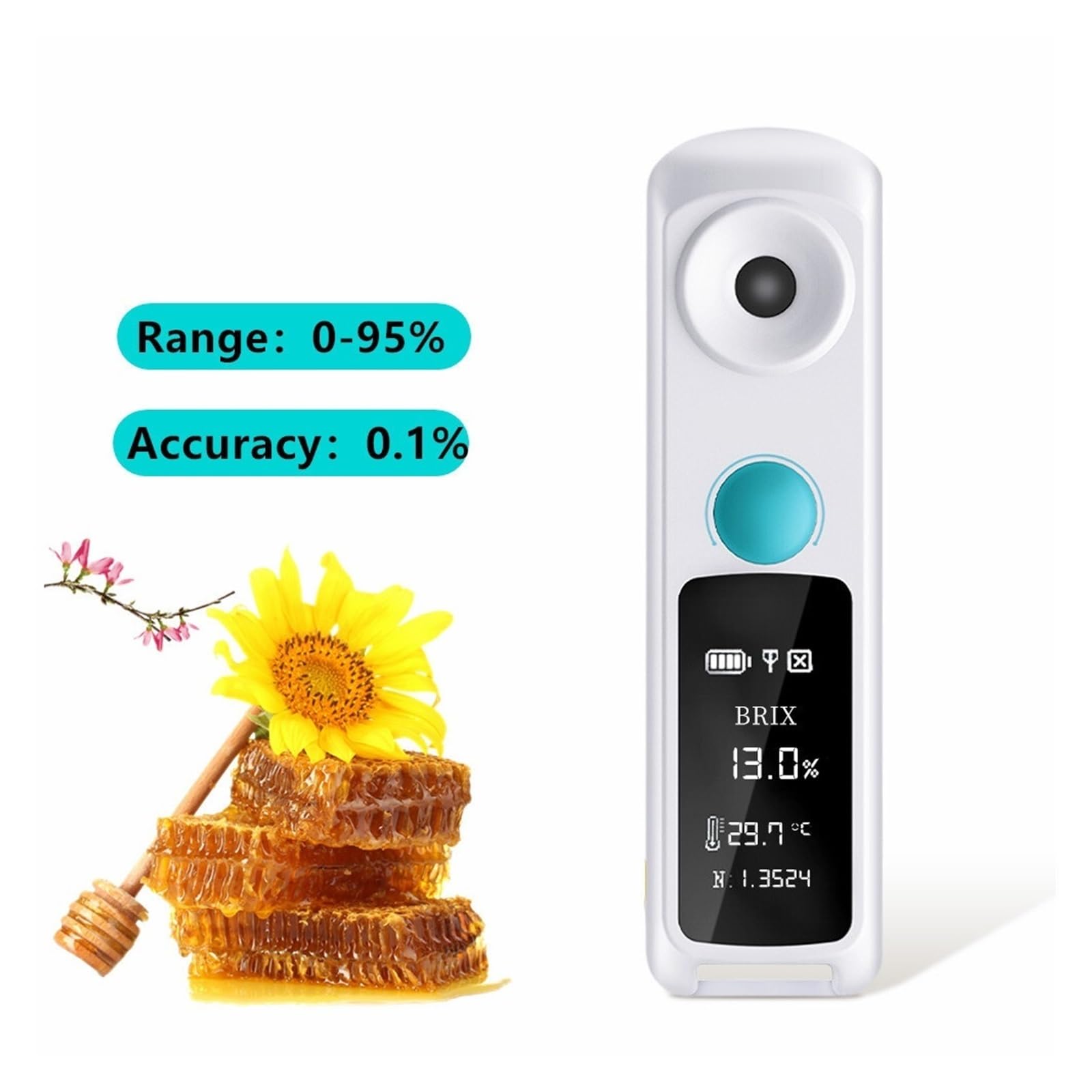Probador De Refractómetro Automático Azúcar Miel 6 En 1, Densímetro Café, Medidor Concentración Línea Bluetooth Respuesta RáPida(0-95)