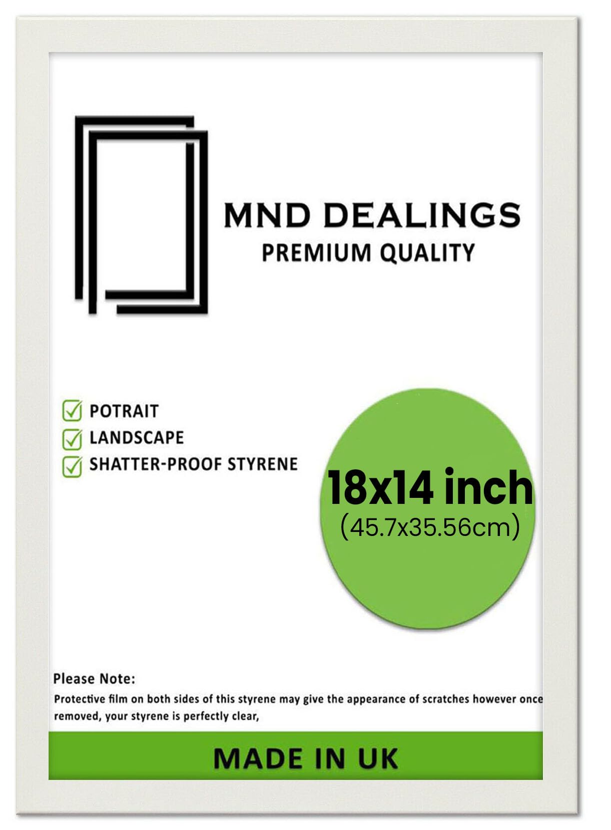 MND Dealings Elegant Flat Style Wide White 18X14 (45.72X35.56 CM) Poster Frame| Use as Home Decor/Wall Gallery/Art work/Picture Frame | Solid MDF Wood with HD Perspex (White)