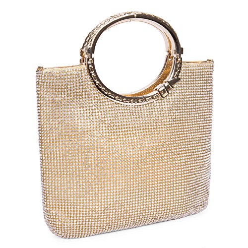 BAGLAMOR Women's Handbag Crystal Rhinestone Bag Evening Bags Wedding Clutch Purse (Gold)