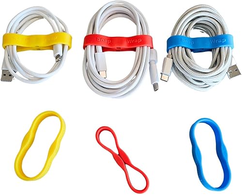 Miniatura 6 de Snap Wrap - Organizador de cables magnético de silicona profesional, paquete de 6 unidades, bandas de gestión de cables de fácil operación con una