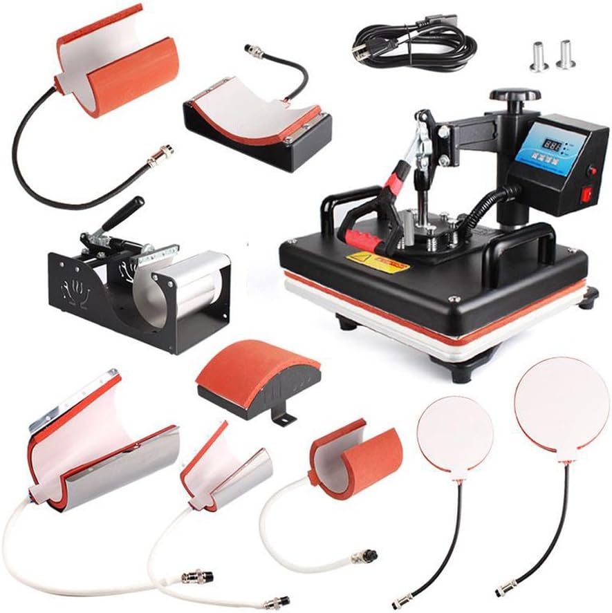 Robbin 12" x 15" 8 in 1 Combo Heat Press Machine Digital Swing Sublimation Transfer Machine T-Shirt Mug Hat Plate Cap Printing