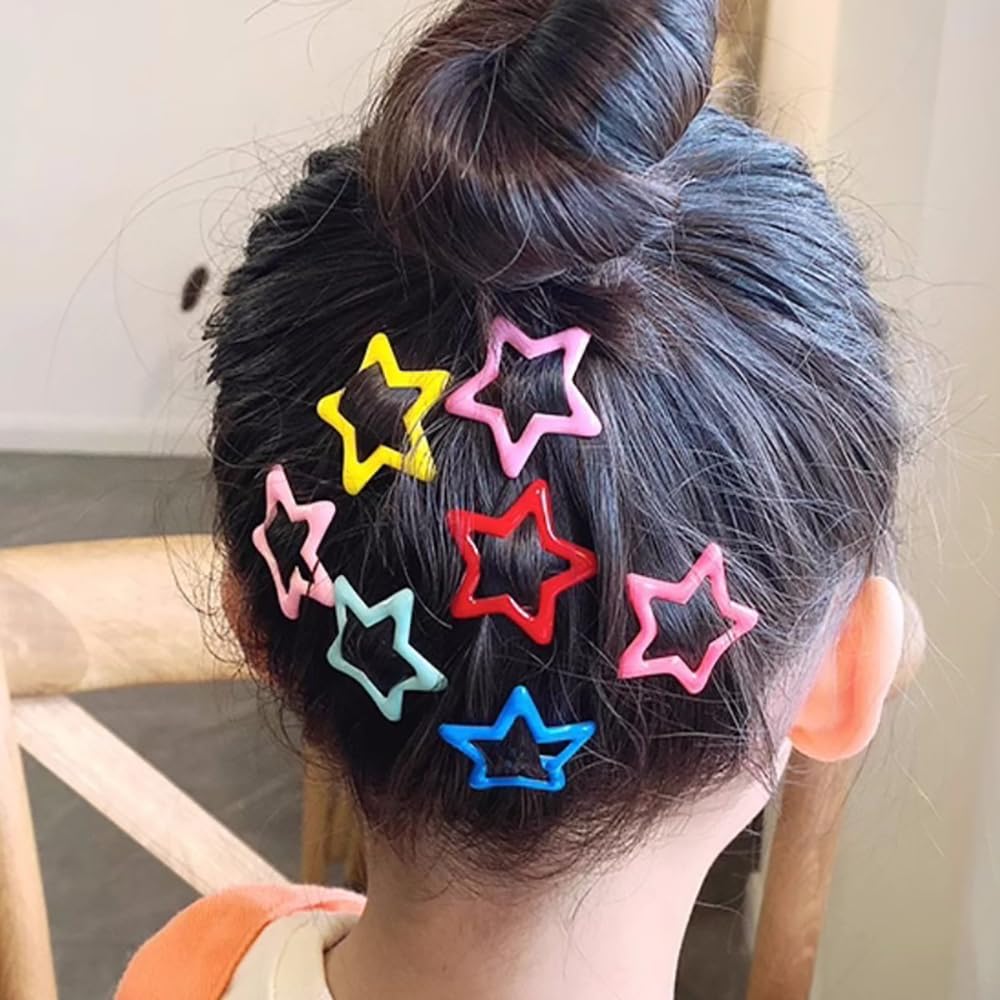 Amazon.co.jp: カラフルな夜光スターヘアクリップ 女の子用 小さなヘア 