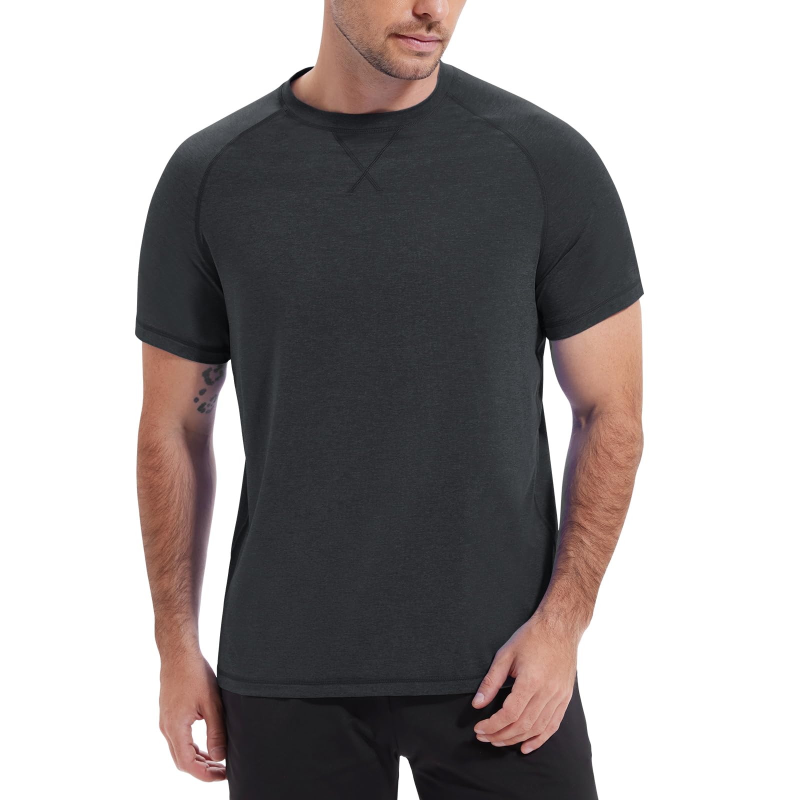 MEETWEE Herren UPF50+ Rashguard UV Shirt Langarmshirt UV Schutz Shirts, UV Sonnenschutz Atmungsaktiv Langarm Outdoor Angeln Laufen Wandern Funktionsshirt