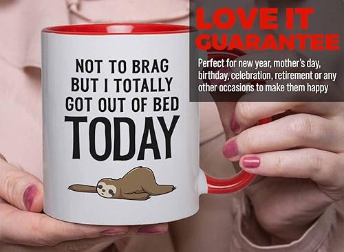Miniatura 7 de Bubble Hugs Sloth 2Tone Red Mug 11oz - Not To Brag - Sarcastic Inactivity Sleepy People Tired Lazy Person Who Loves to Doing Nothing Energy Saving