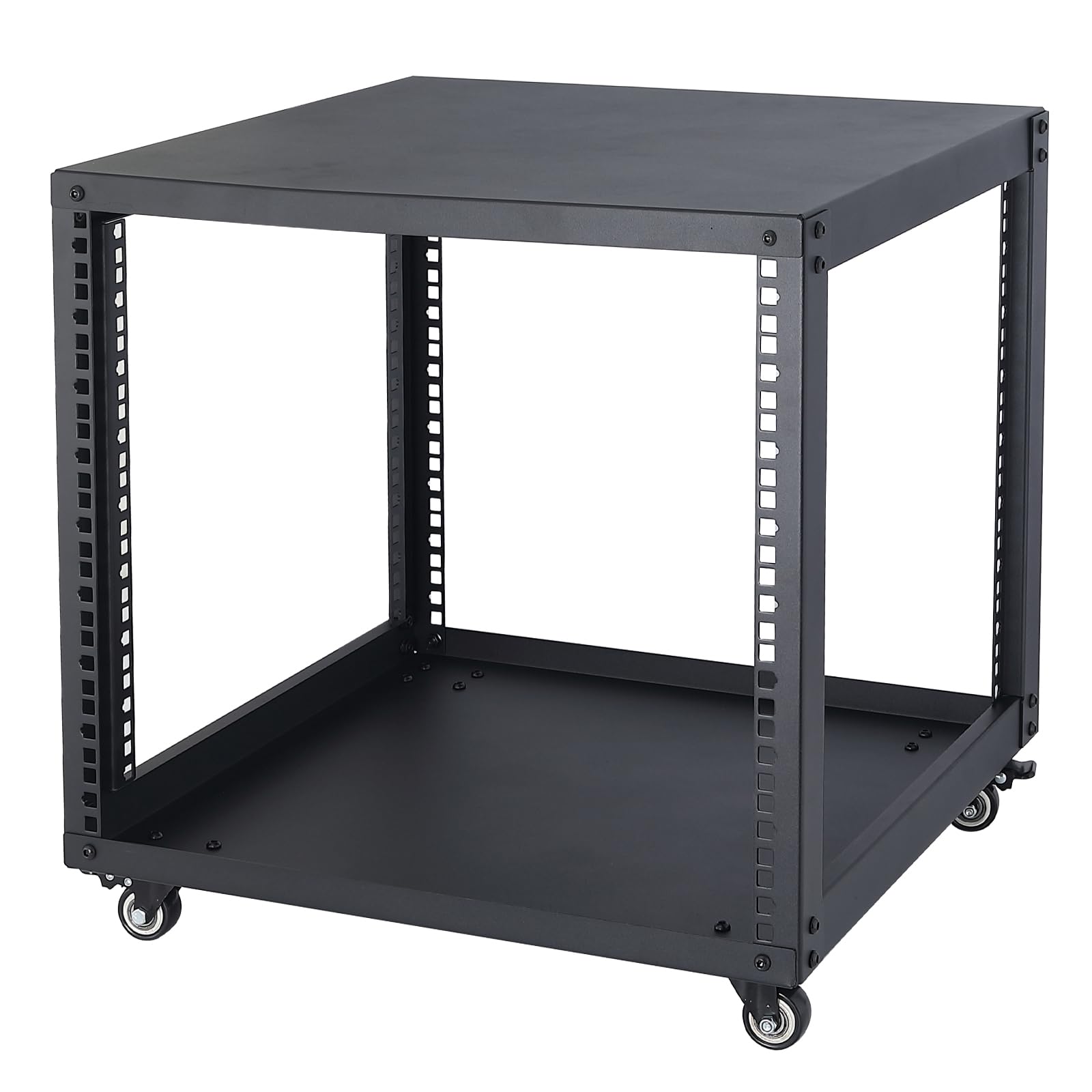 WikrOck 9U 19'' Open Frame Network Server AV Gear Equipment Rack Mobile Storage Cabinet with Casters & Top and Bottom Plates a Shelf-for Home Audio Video DJ Recording Studio Sound Equipment,(SC02)