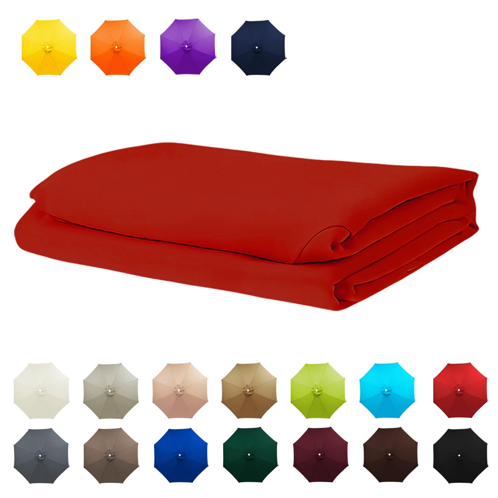 Replacement Umbrella Canopy, 6 Arms/8 Arms replacement parasol cover, Replacement Strong & Thick Umbrella Canopy, Market Umbrella Top, Outdoor Table Umbrella Cover Standby(Red,9FT/2.70M-8Ribs)